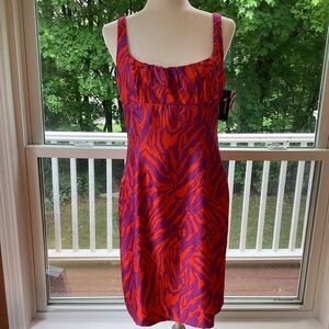 Milly 100% silk Vibrant Purple and Orange Dress